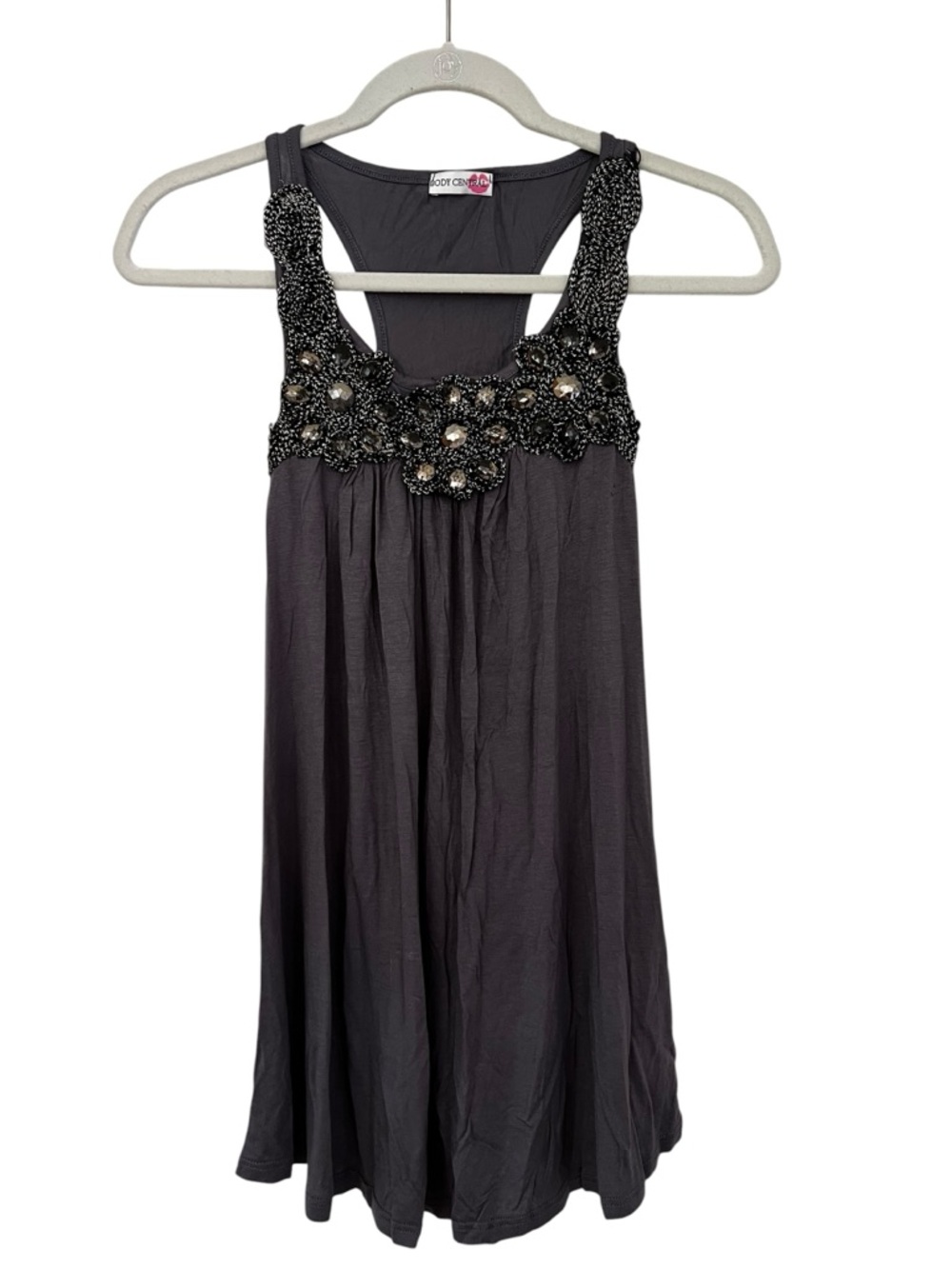Women’s Body Central Dark Grey  Beaded Racerback Tank Size Medium